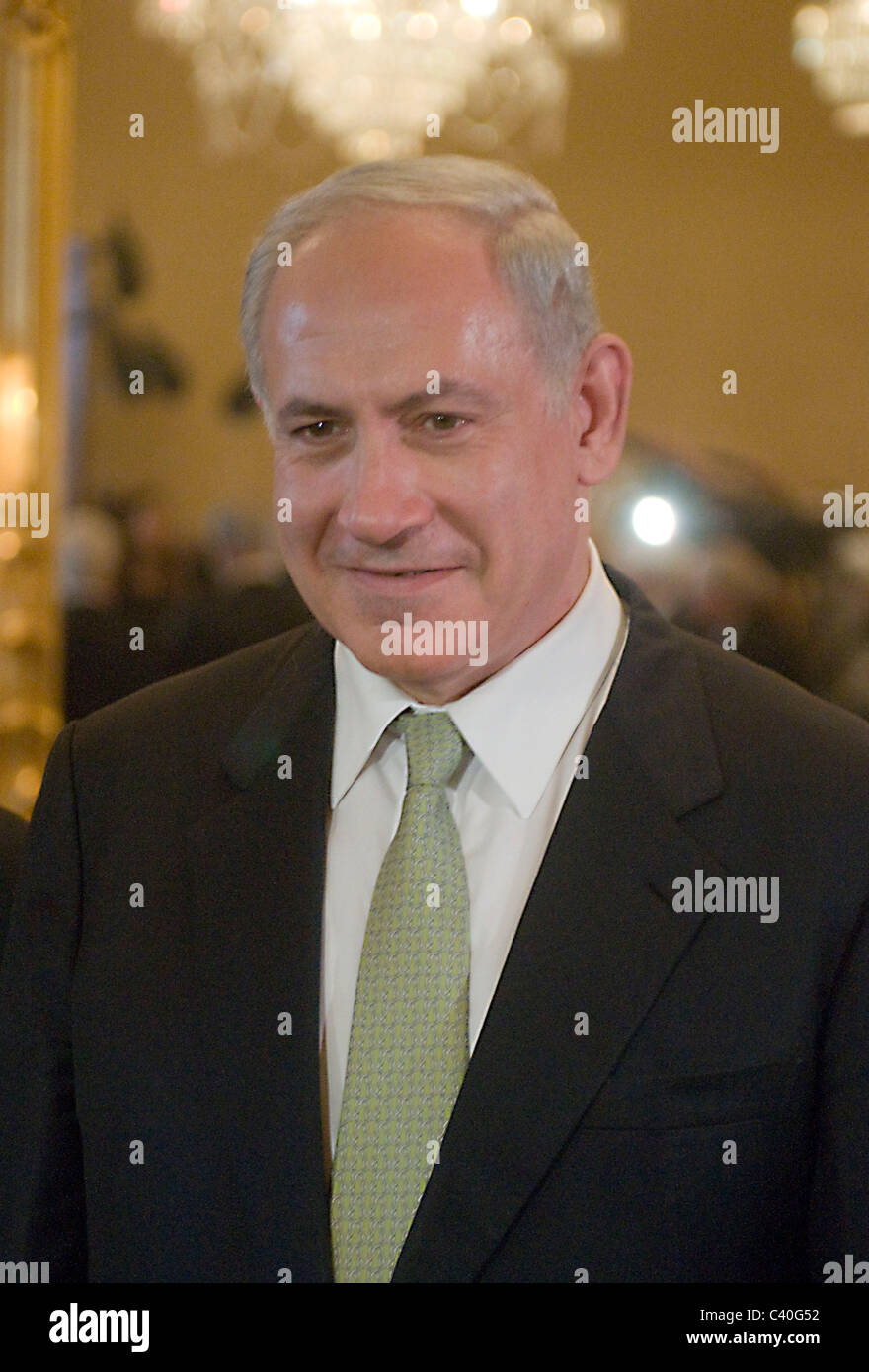 Israeli Prime Minister Benjamin Netanyahu meets with U.S. Senators at the U.S. Capitol in Washington, DC. Prime Minister Netanya Stock Photo