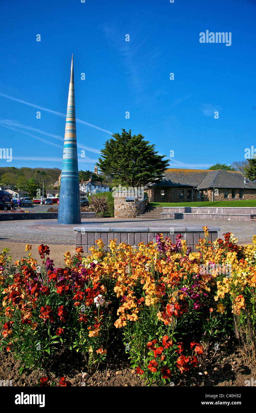 Bude Cornwall UK Sculpture Garden Wallflowers Stock Photo Alamy