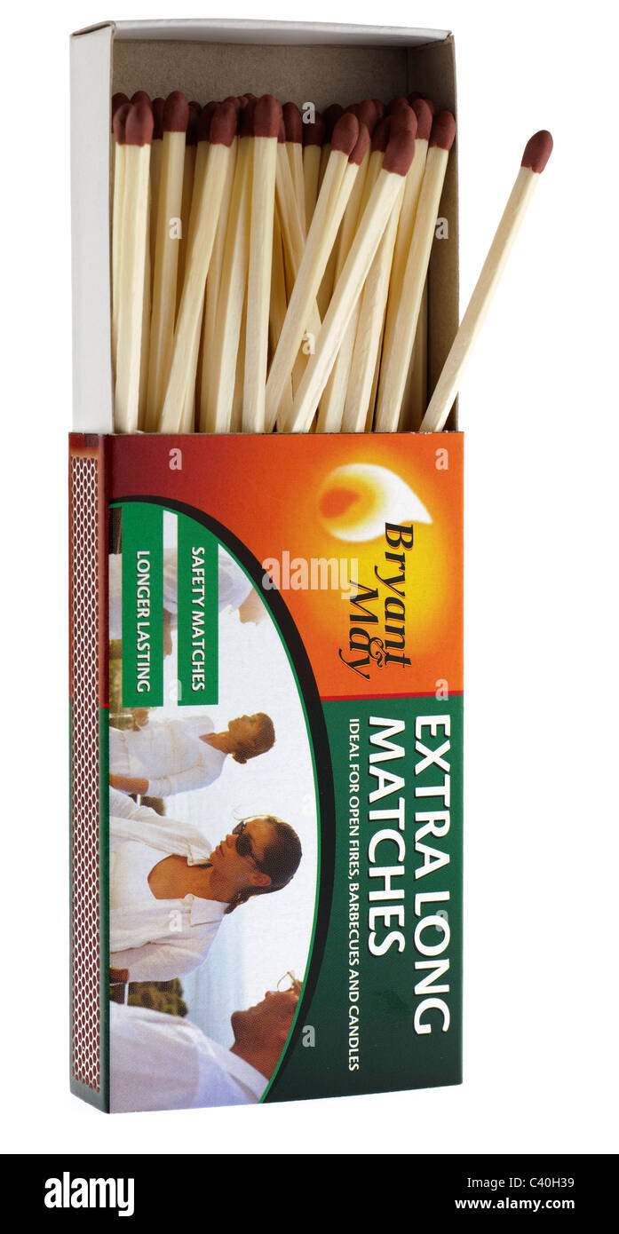 Box of Bryant and May extra long matches Stock Photo