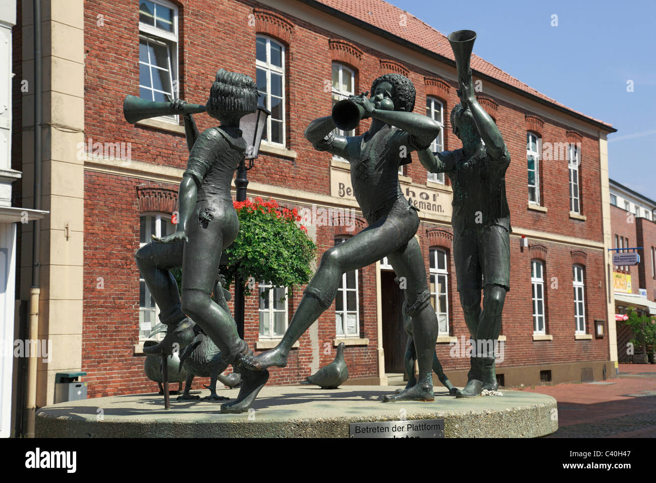 Advent well, Loningen, Oldenburger Munsterland, Lower Saxony, Germany, Europe, figures, statues, sculptures, art, skill, Stock Photo