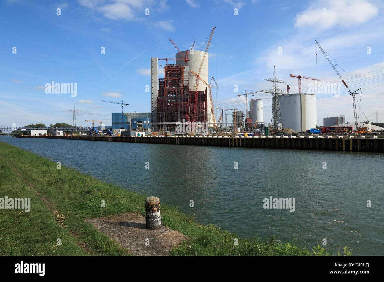 Building site, coal power station, Dortmund Ems canal, power station, E.ON, electricity, building freeze, demolition, Datteln, R Stock Photo
