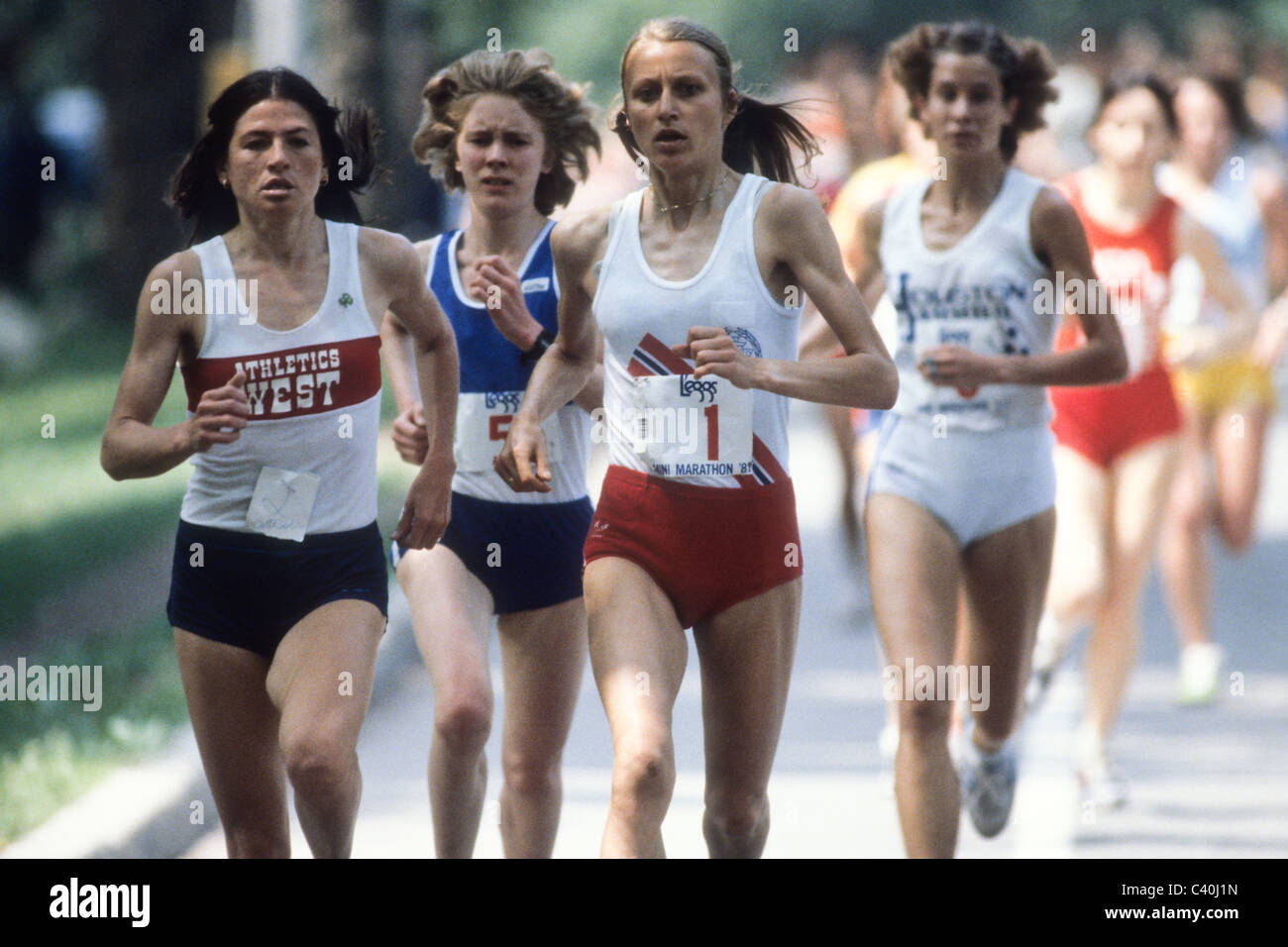 Grete Waitz (NOR) competing in the 1981 L'eggs Mini Marathon. Stock Photo