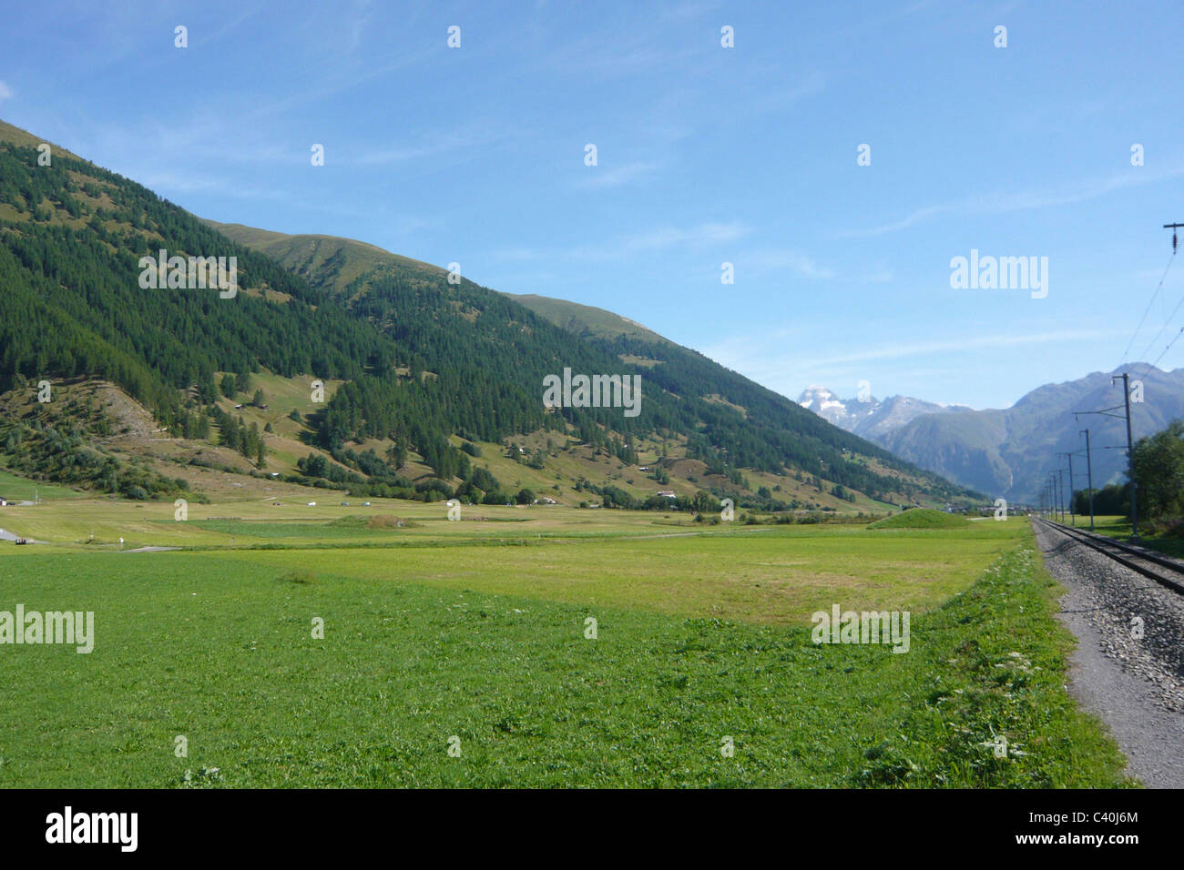 Switzerland, Valais, Goms, Ulrichen, road line Stock Photo