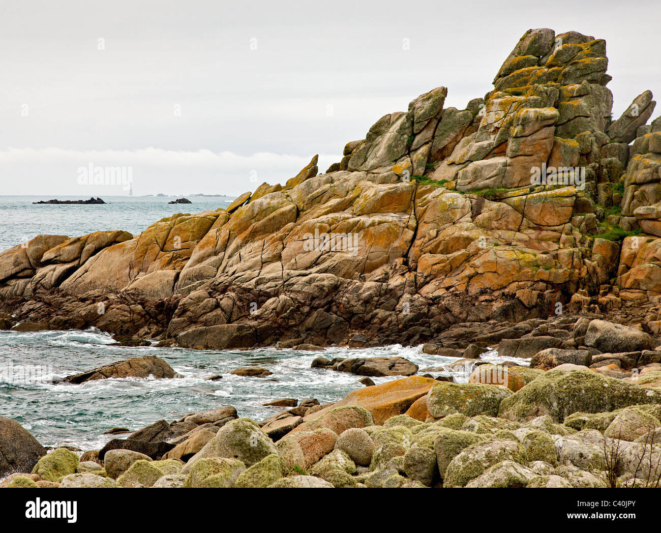 Bishop Rock lighthouse on the western fringes of the Isles of Scilly ...