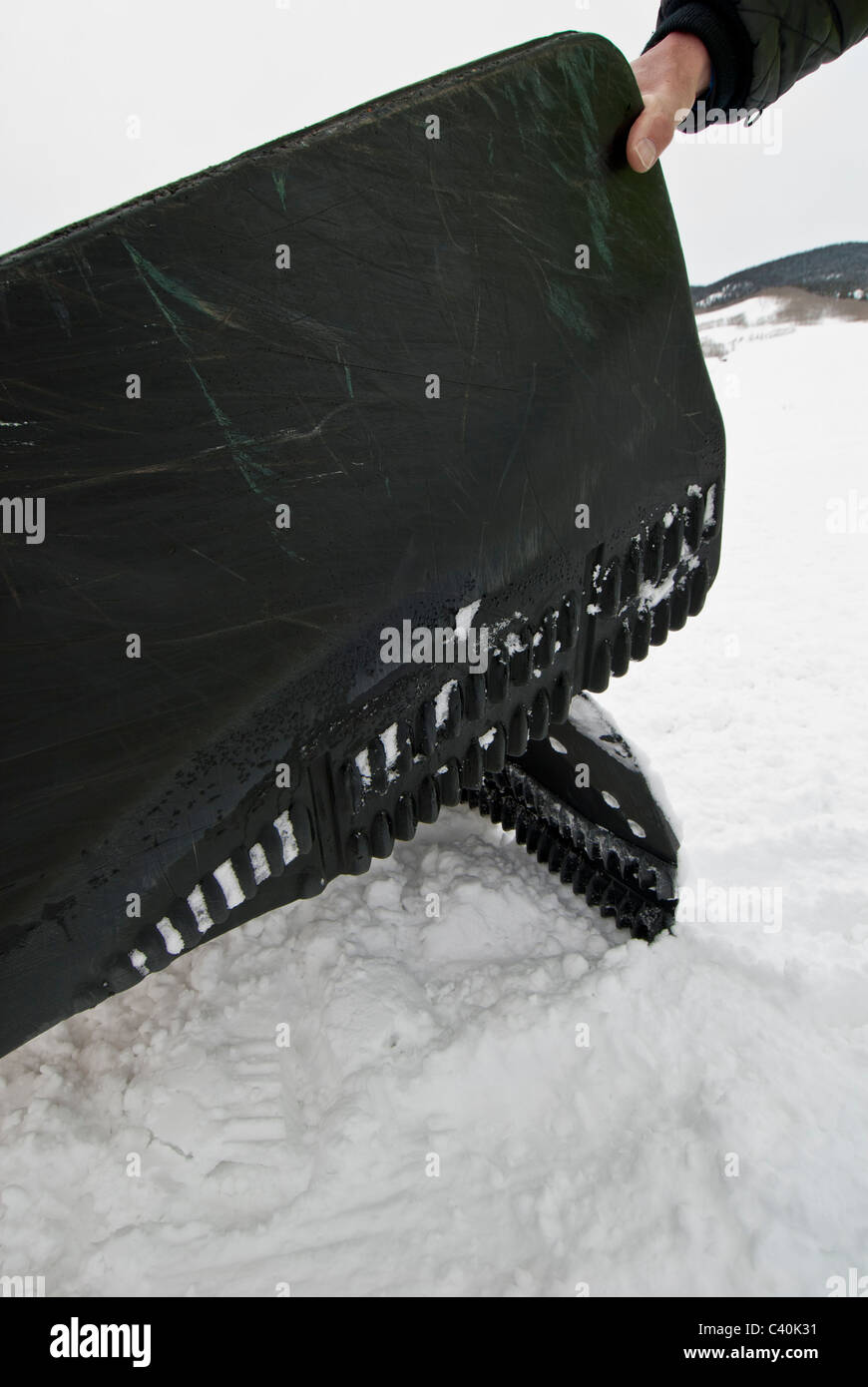 Corduroy mat, Prinoth BR 350 snowcat grooming machine Stock Photo Alamy