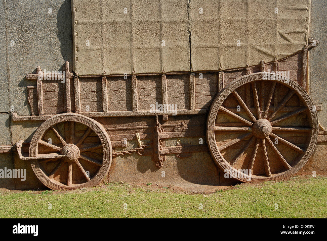Carvings of wagon  at the Voortrekker Monument in Pretoria, South Africa. Stock Photo