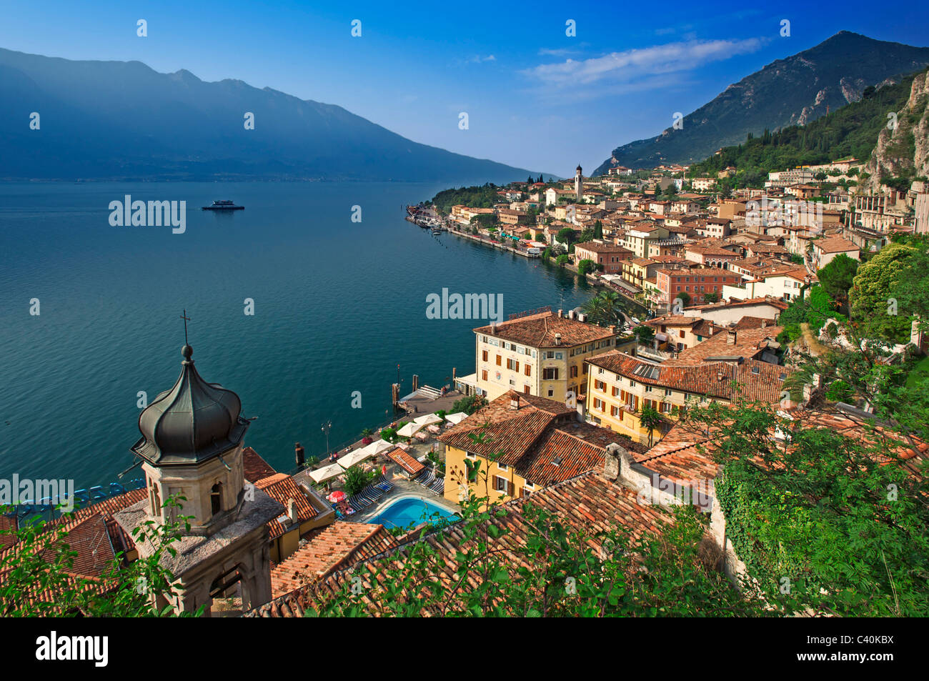 Lake Garda, Italy, lime, cedrat, Lombardy, houses, homes, lake, sea, roofs Stock Photo