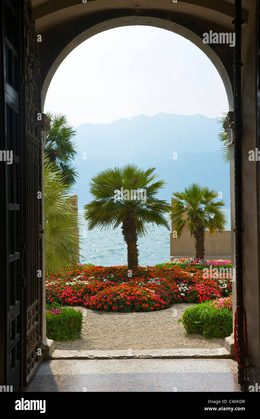 Lake Garda, Italy, garden, Palazzo dei Capitani, Malcesine, lake Garda, Veneto, Italy, Plamen Stock Photo