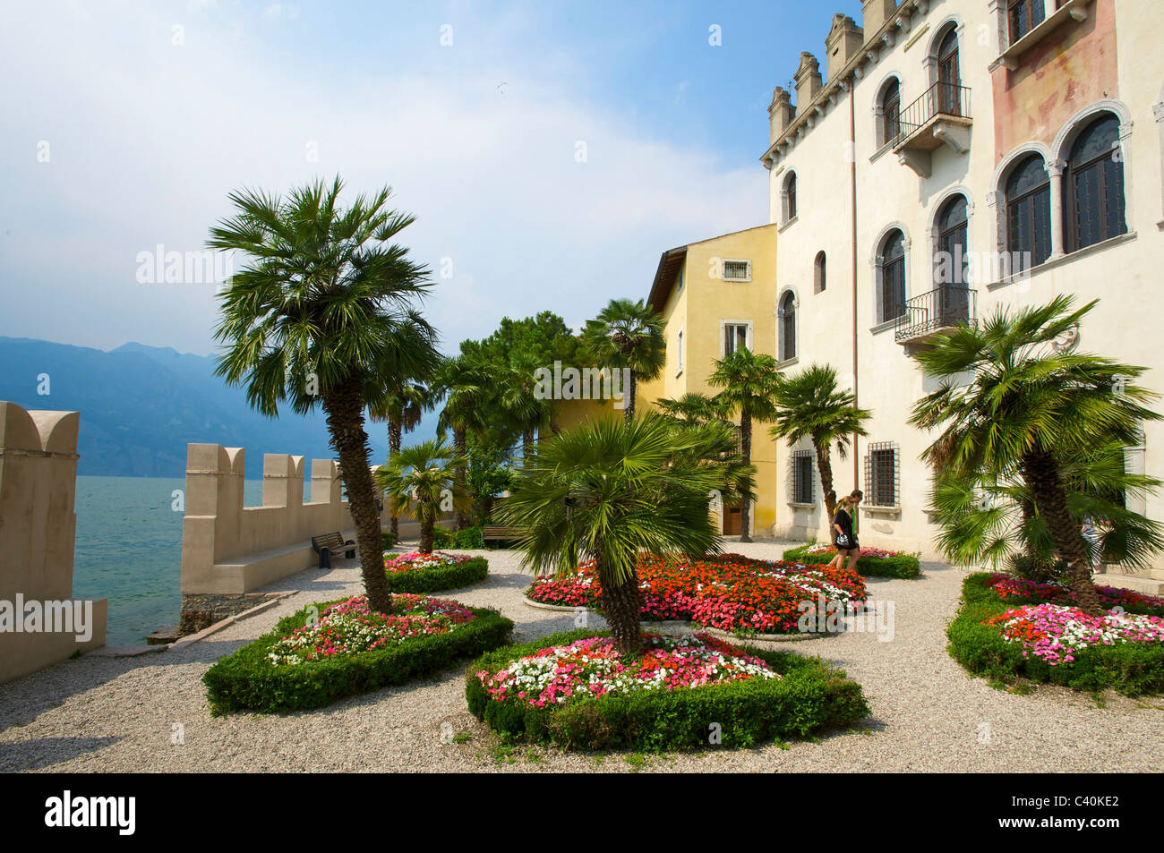 Lake Garda, Italy, garden, Palazzo dei Capitani, Malcesine, lake Garda, Veneto, Italy, Plamen Stock Photo