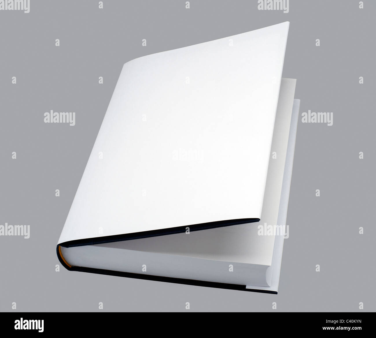 White, plain open book with hardcover Stock Photo