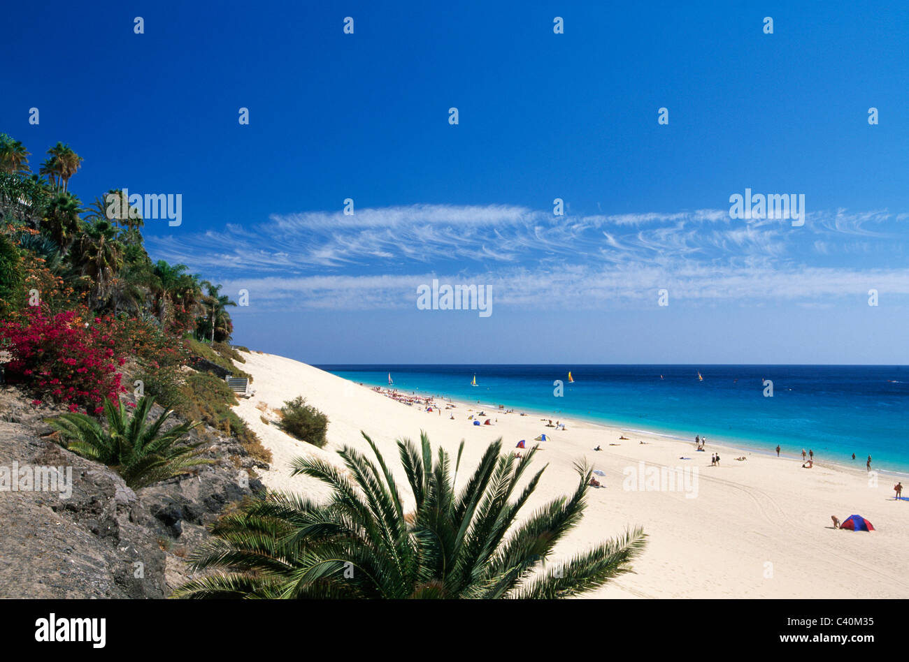 Beach, Seashore, Morro Jable, Fuerteventura, Canary islands, isles, Spain Stock Photo