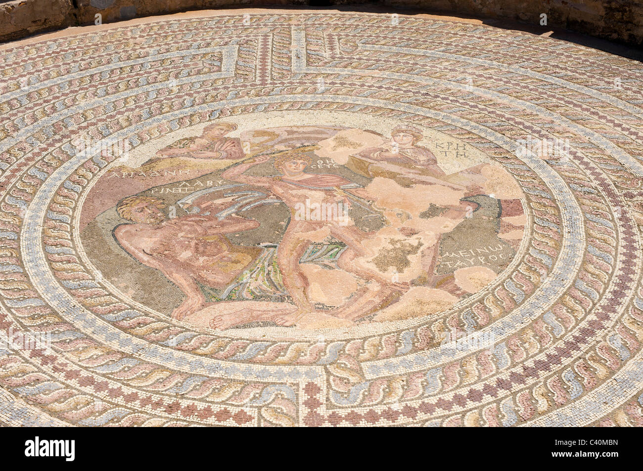 South Cyprus, Cyprus, Europe, mosaic, Mosaike, fresco, frescoes, art, art craft, place of interest, landmark, tourist attraction Stock Photo