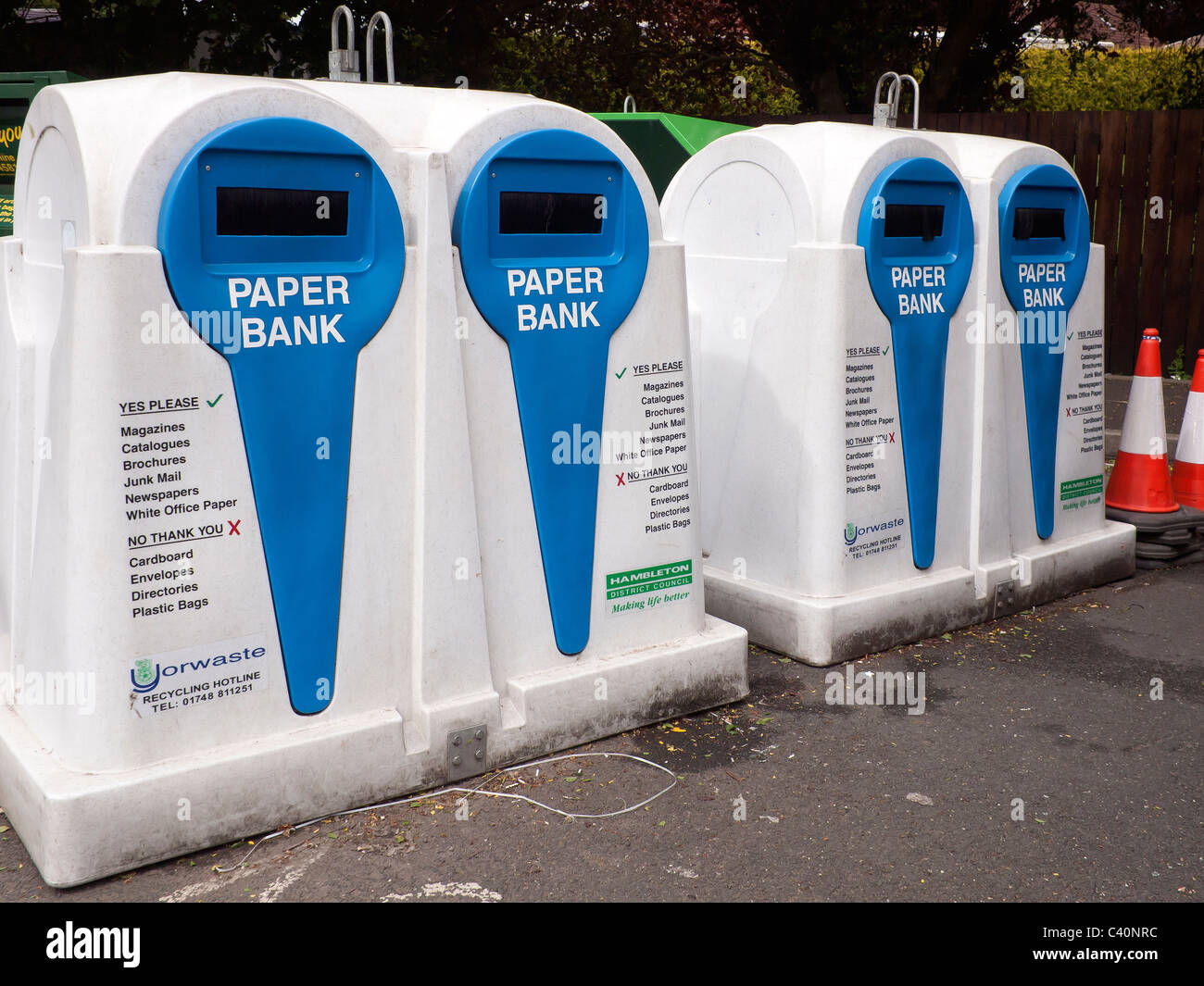 Paper Bank recycling bins for paper only Stock Photo Alamy