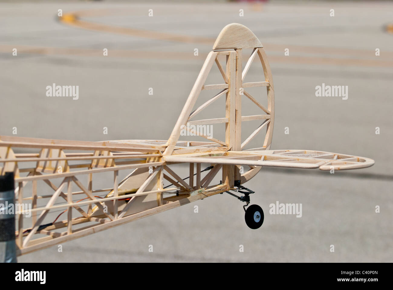 Model Airplane tail structure.  Balsa wood construction. Stock Photo