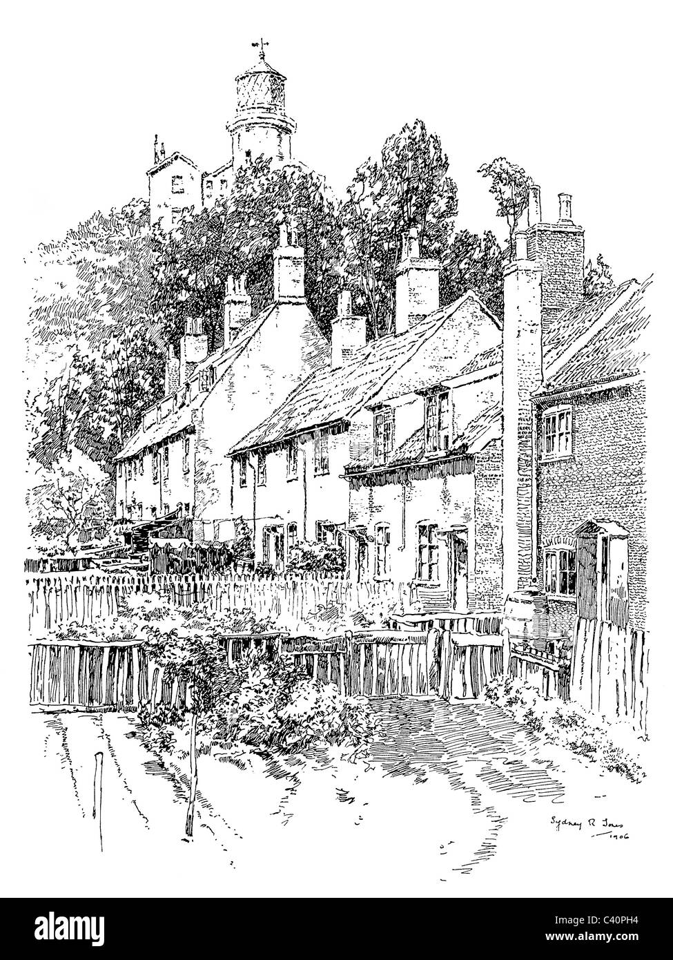 Lowestoft, Suffolk - pen and ink illustration from 'Old English Country Cottages' by Charles Holme, 1906. Stock Photo
