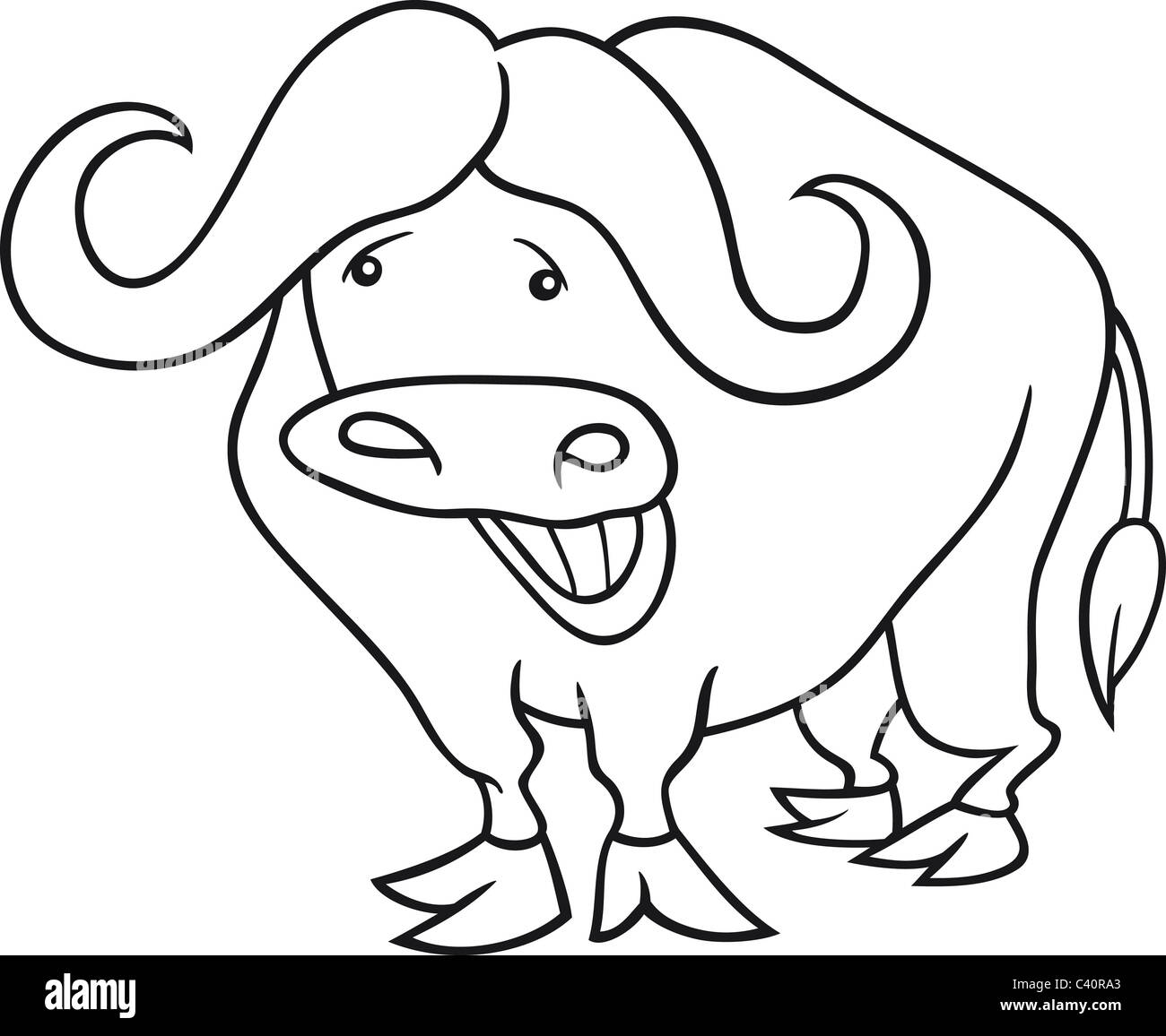 cartoon illustration of funny african buffalo for coloring book Stock Photo  - Alamy