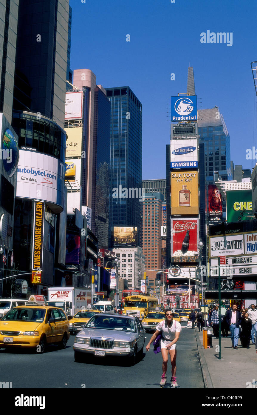 Advertisements, America, Billboards, Buildings, Buses, Cars, City ...