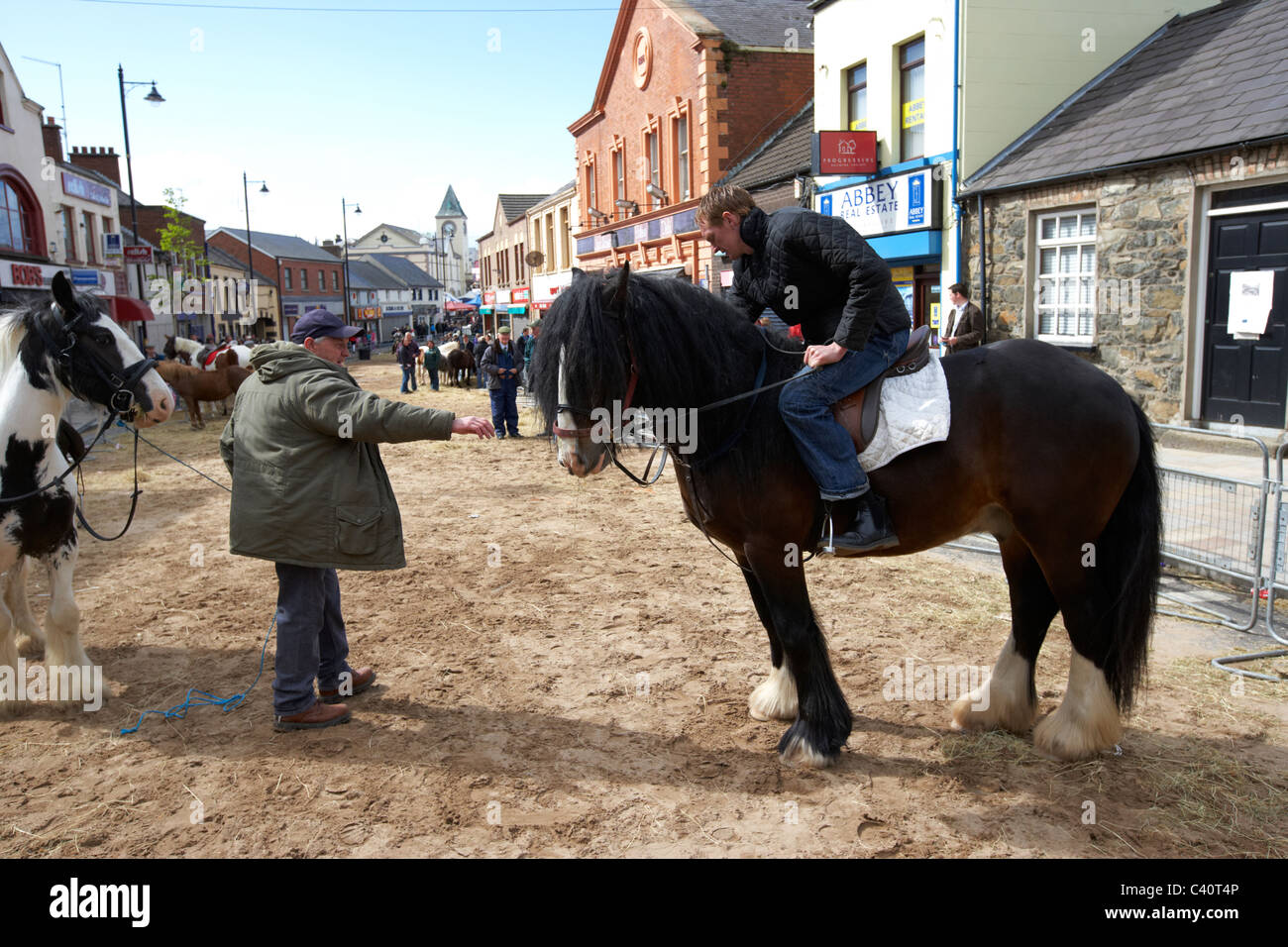 horse trading during ballyclare may fair county antrim northern ireland