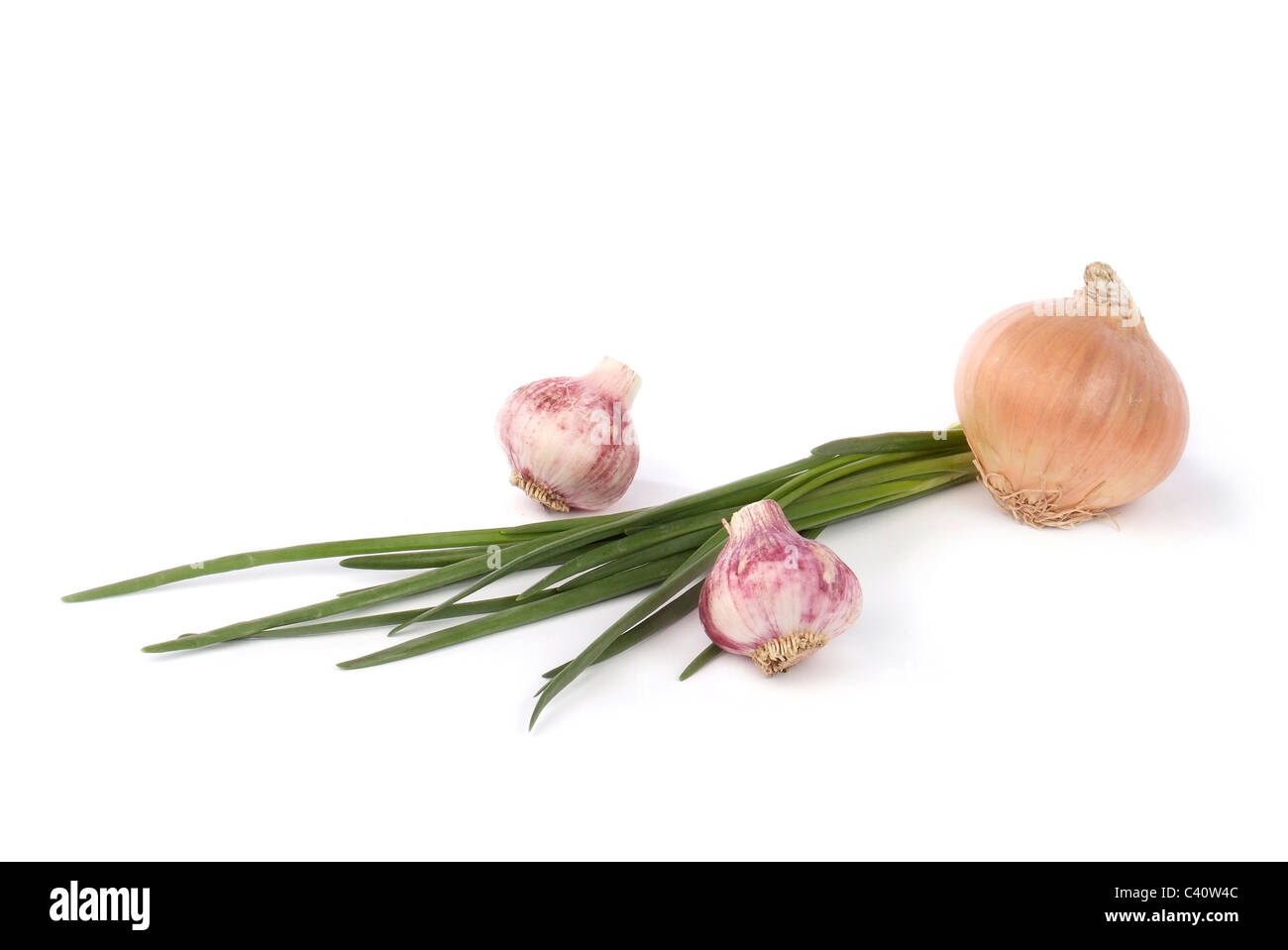 onion and garlic isolated on white background Stock Photo - Alamy