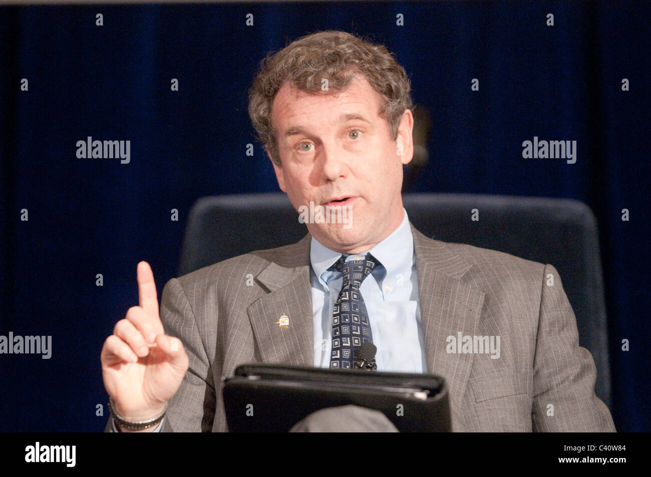 Sen. Sherrod Brown (D-OH) speaks at the Hamilton project 2010 Kick-Off event. Stock Photo