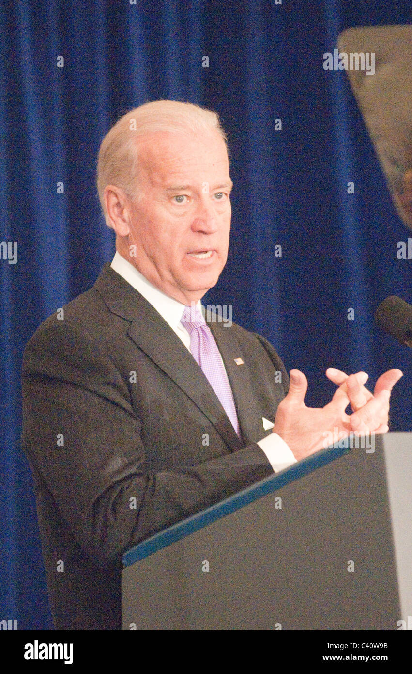 Vice President Joe Biden speaks at the Hamilton project 2010 Kick-Off event. Stock Photo