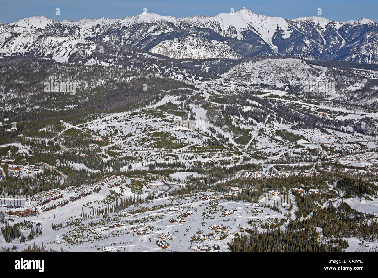 Overview of the spread out settlement of Big Sky. Big Sky Montana