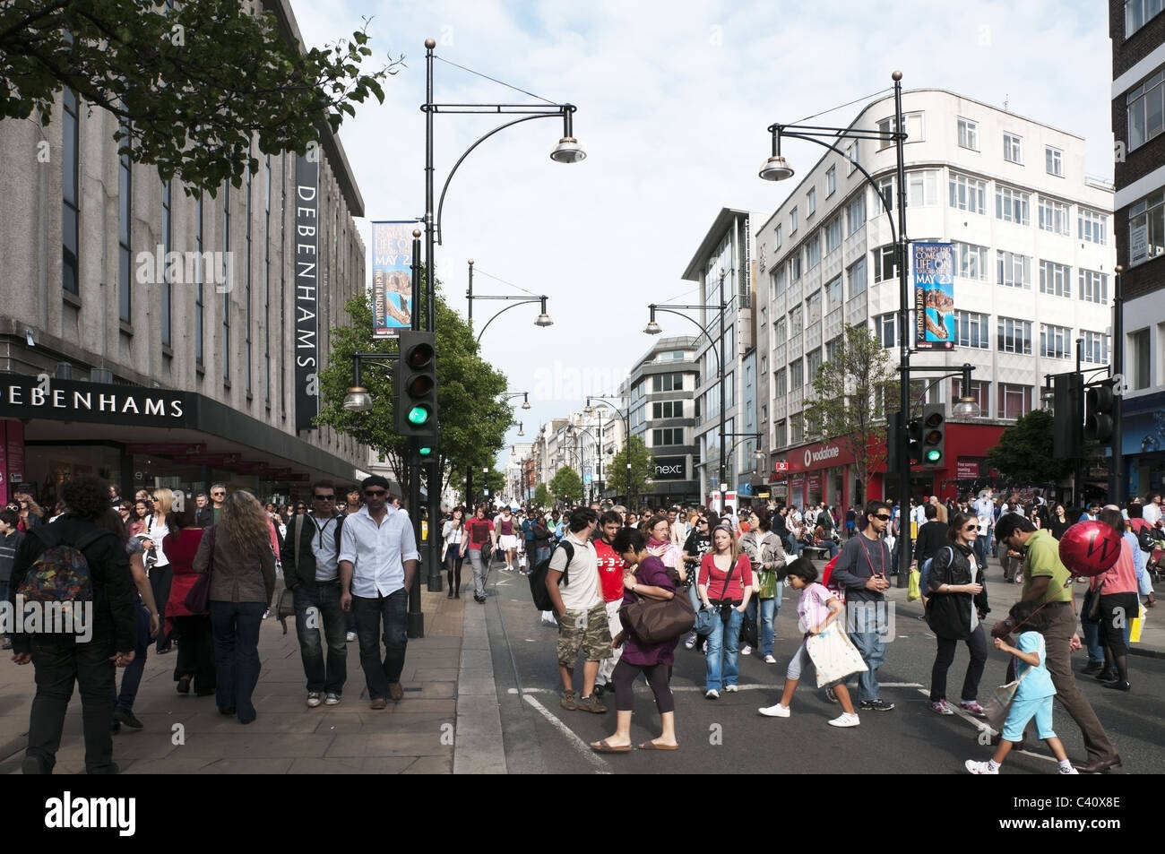 Crowds at Oxford Street, main shopping area in Central. Westend of London, England, UK, Europe, EU Stock Photo