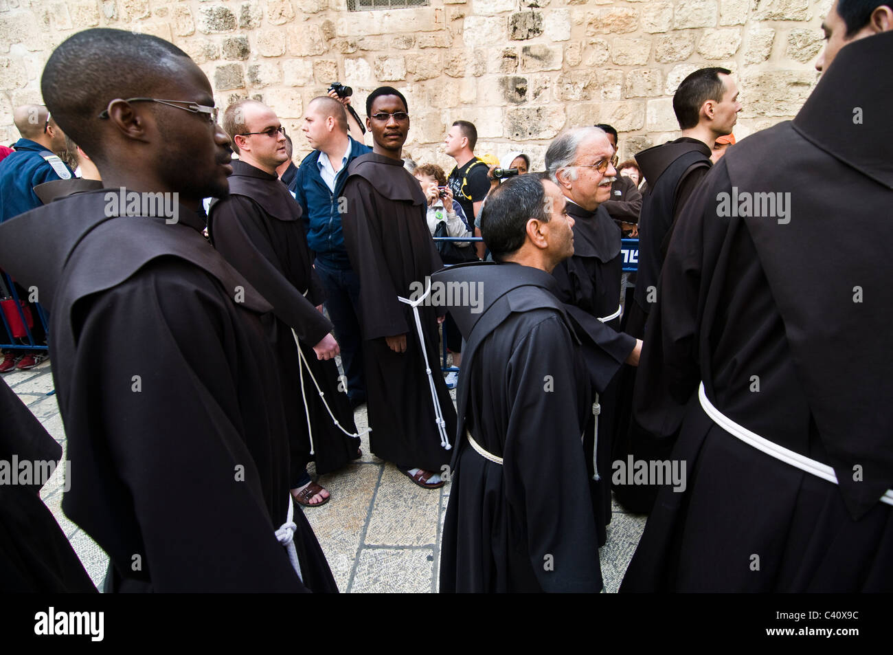 Good Friday procession in the Via dolorosa in the old city of Jerusalem ...