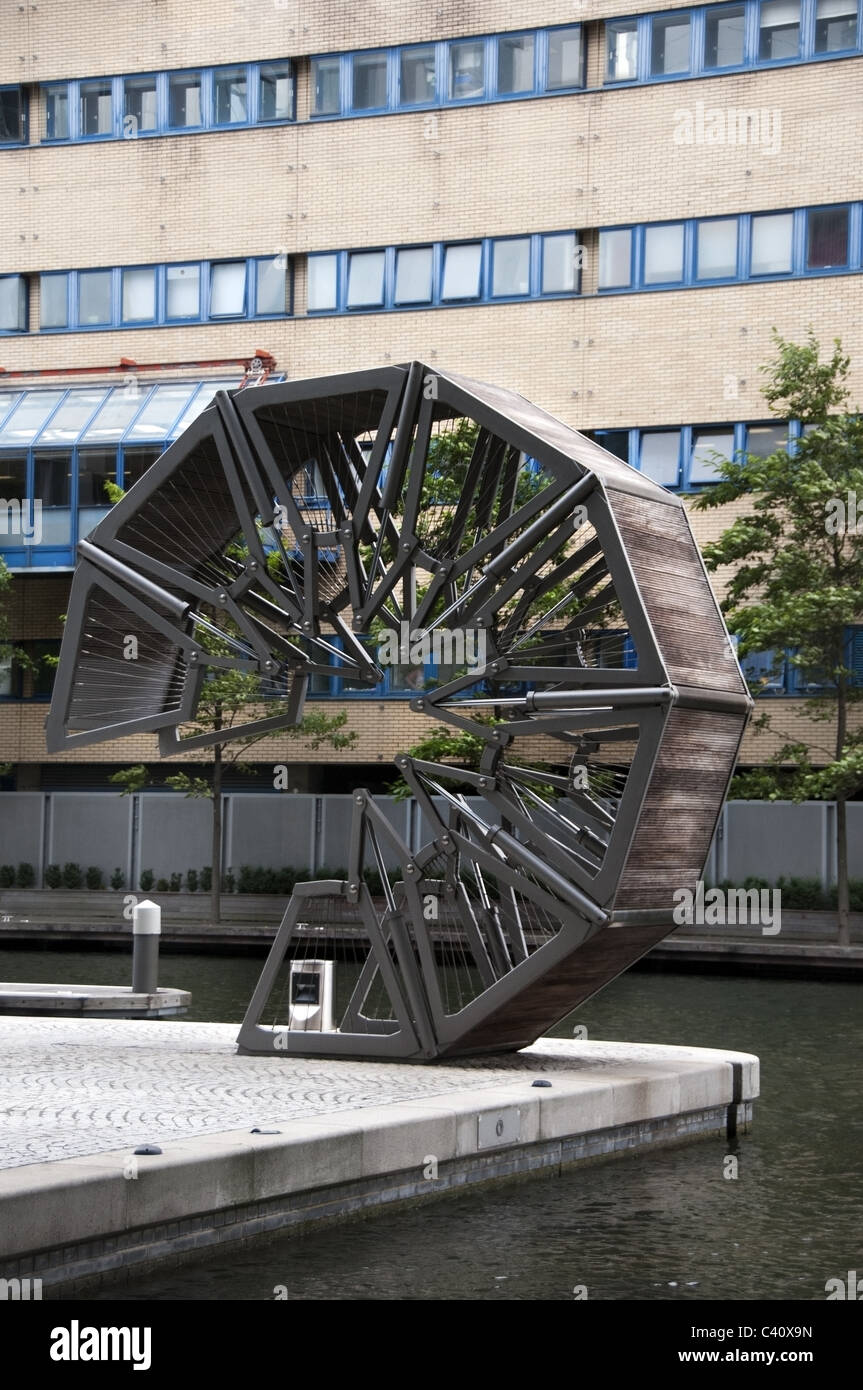 Rolling bridge, Half open functional sculpture at Paddington Basin, W2, London, England, UK, Europe, EU Stock Photo