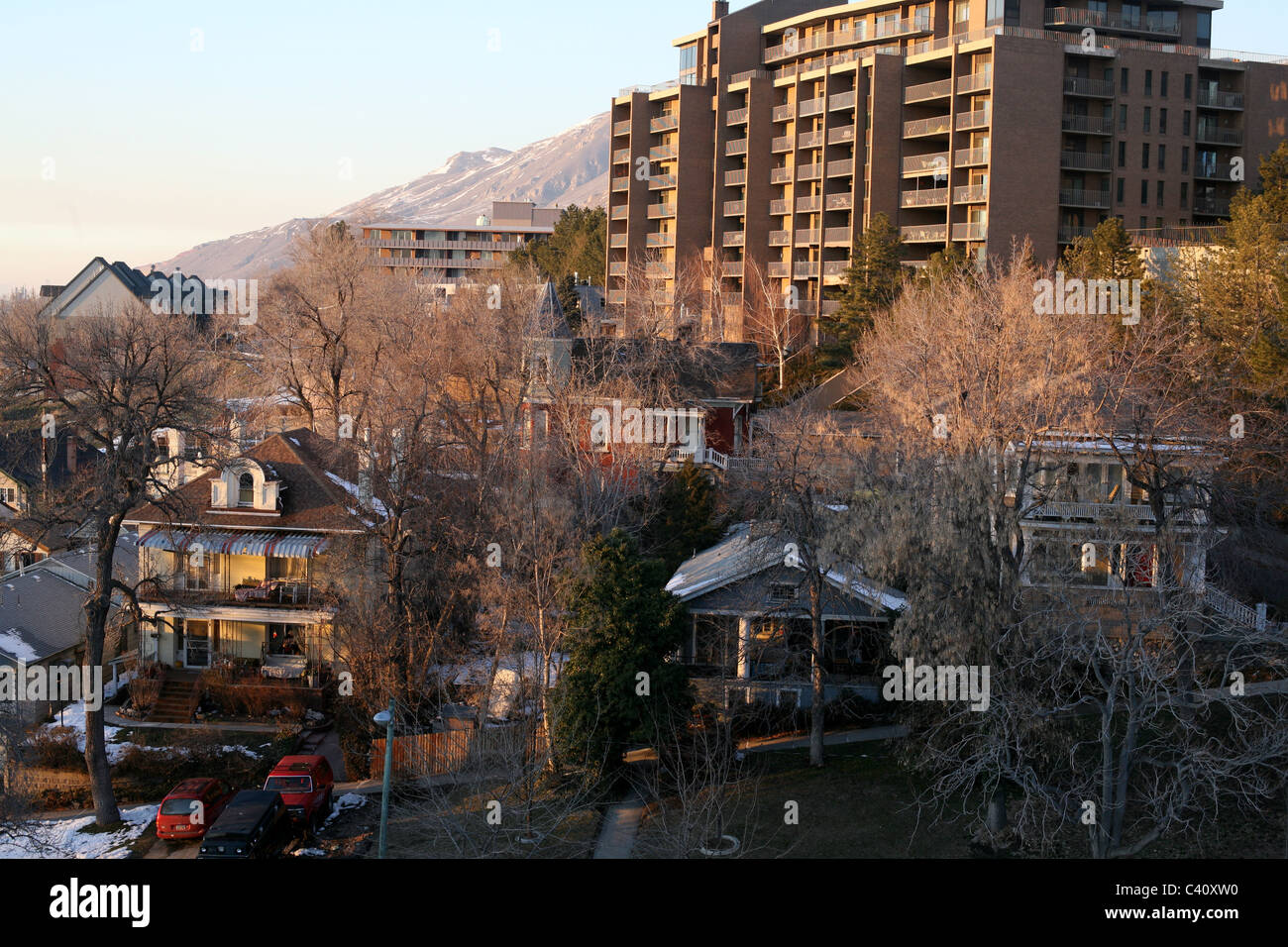Downtown houses and apartment buildings. Salt Lake City, Utah, United