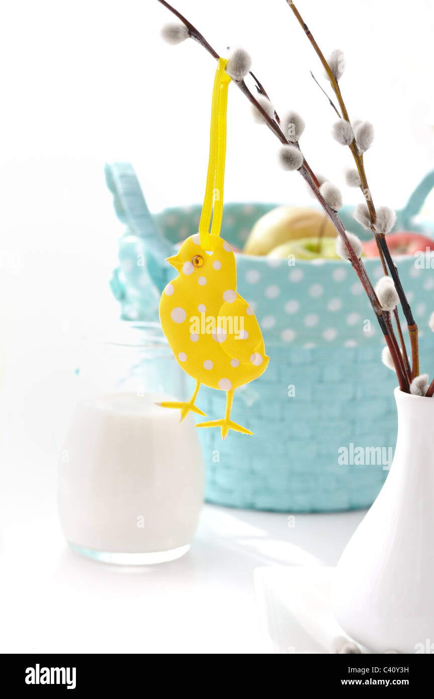 Willow branches with Easter decorations Stock Photo Alamy