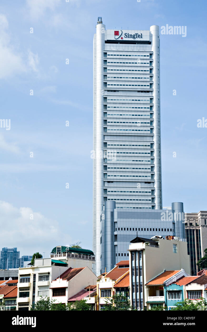 The Singtel Pickering Operations Complex Skyscraper Building in Raffles Place Republic of Singapore Asia Stock Photo