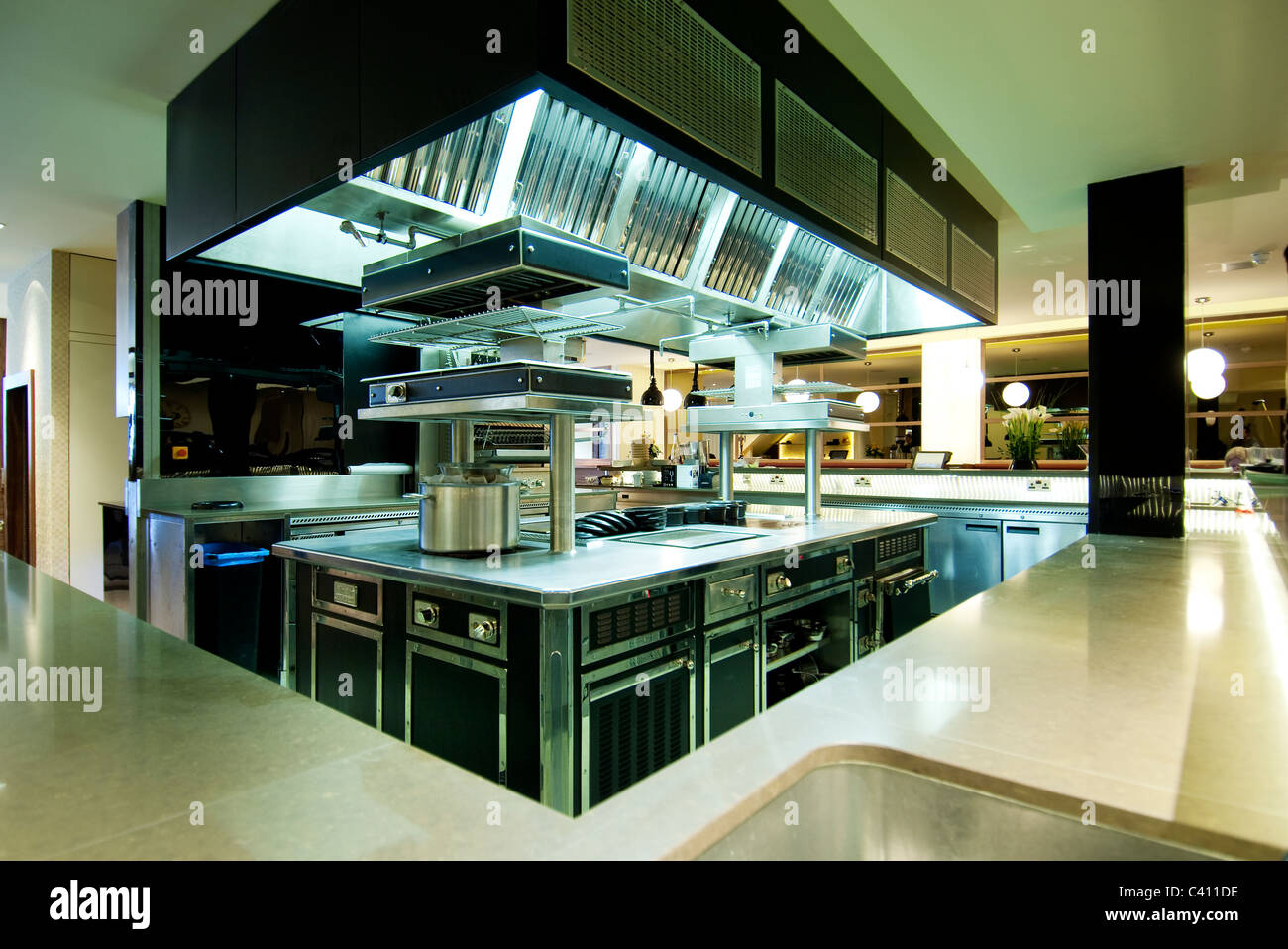Commercial restaurant kitchen Stock Photo