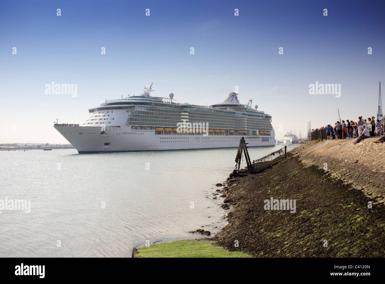 independence of the seas cruise ship leaving Southampton docks Stock Photo