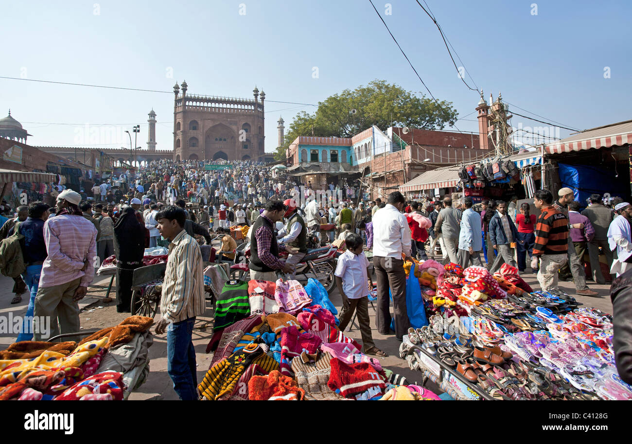 Street bazaar. Jama Masjid mosque. New Delhi. India Stock Photo Alamy