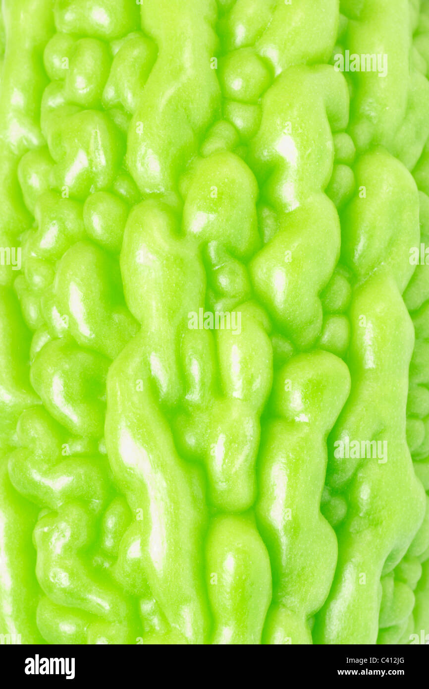 Close up of fresh bitter gourd surface texture background Stock Photo