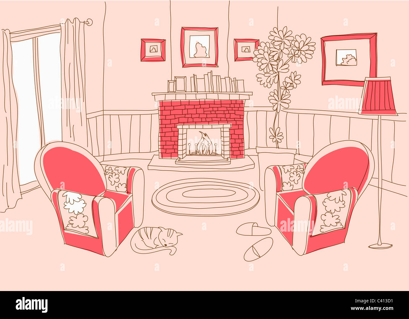 Drawing Illust Of Living Room Stock Photo Alamy Drawing Illust Of Living Room Stock Photo Alamy