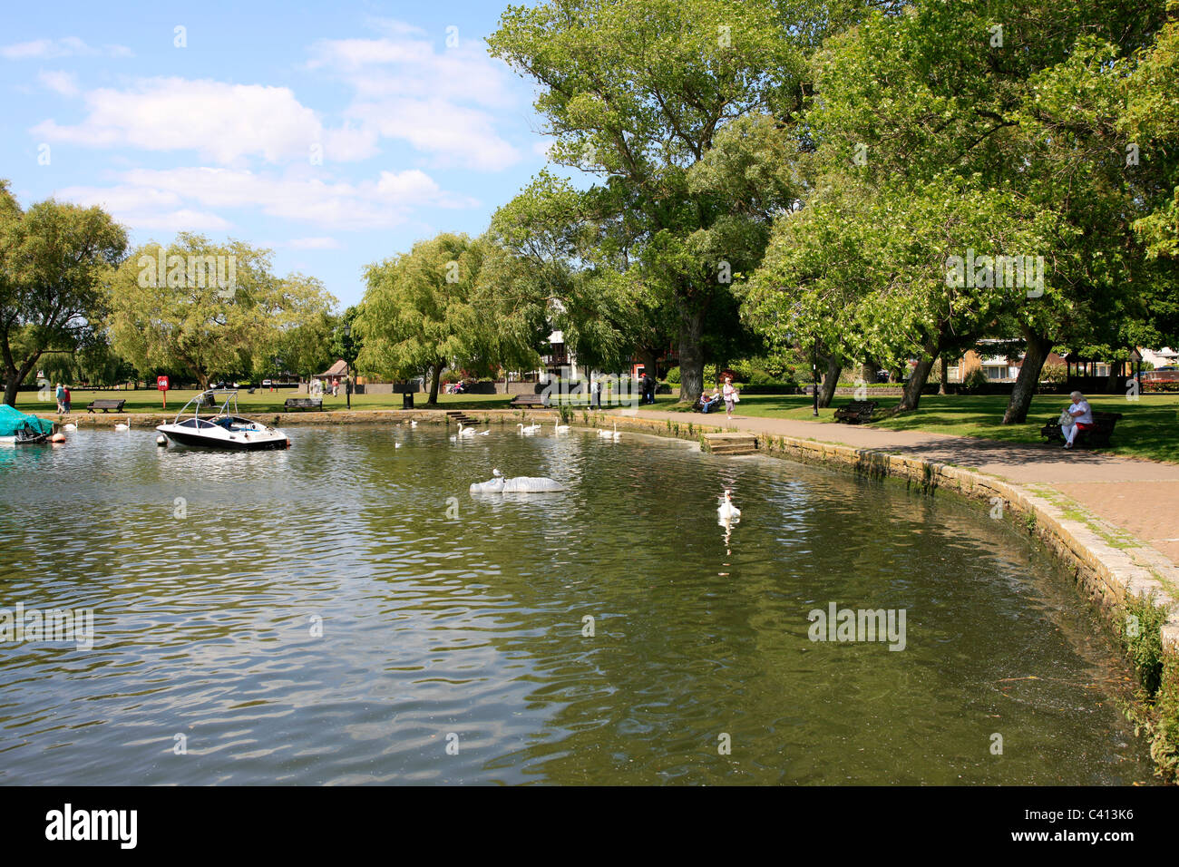 The Quayside waterfront and Gardens at Christchurch Dorset Stock Photo