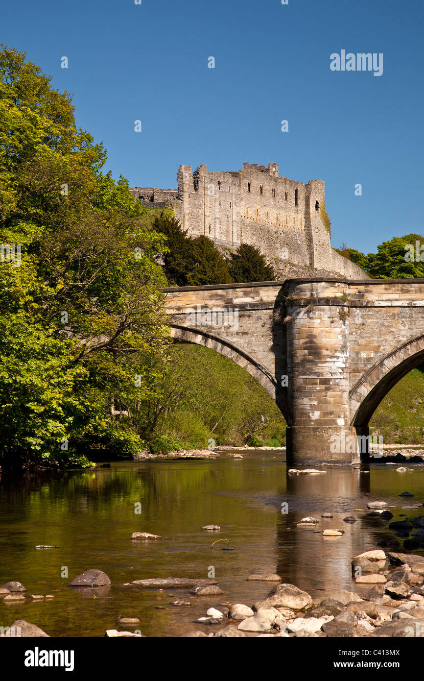 The Green Bridge and Castle, Richmond, North Yorkshire Stock Photo
