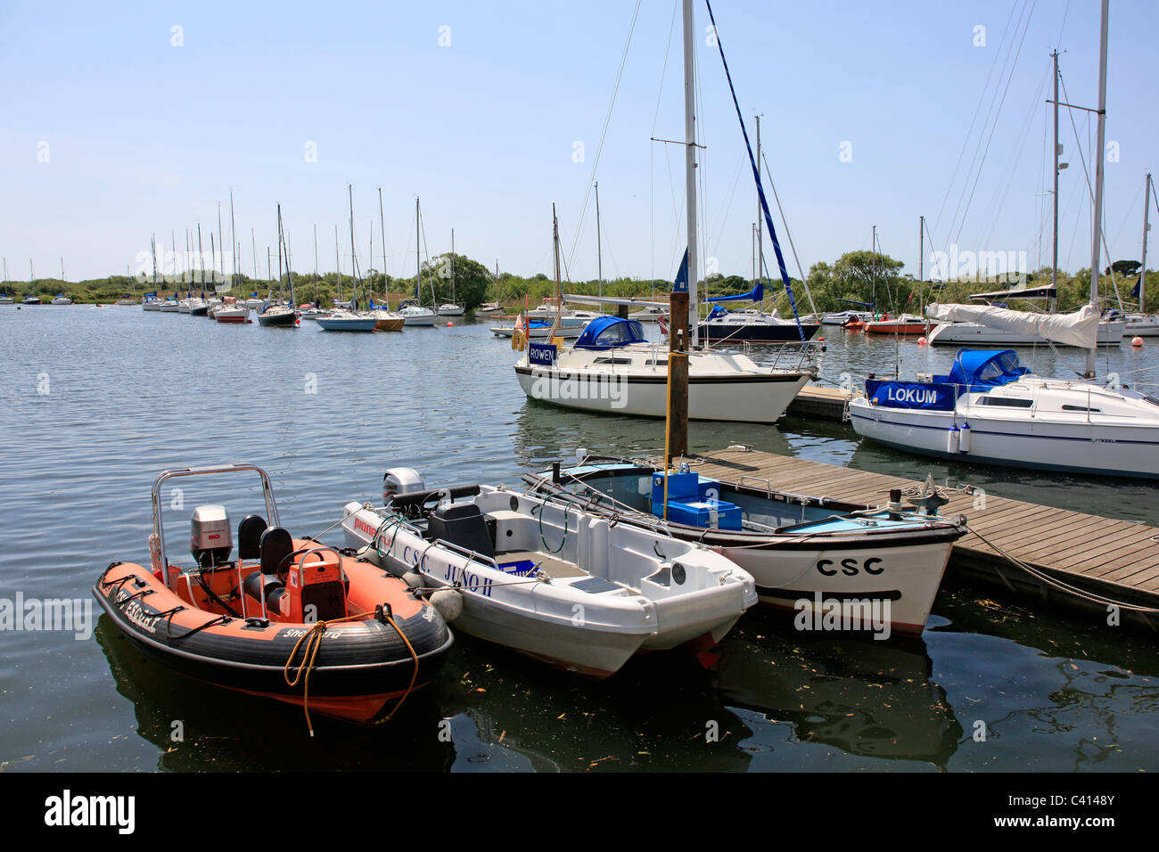 The Quayside waterfront opposite Clay Pool at Christchurch Dorset Stock