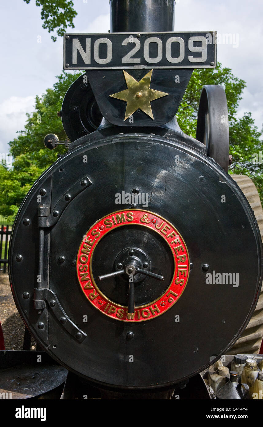 The front view of a steam traction engine. Stock Photo