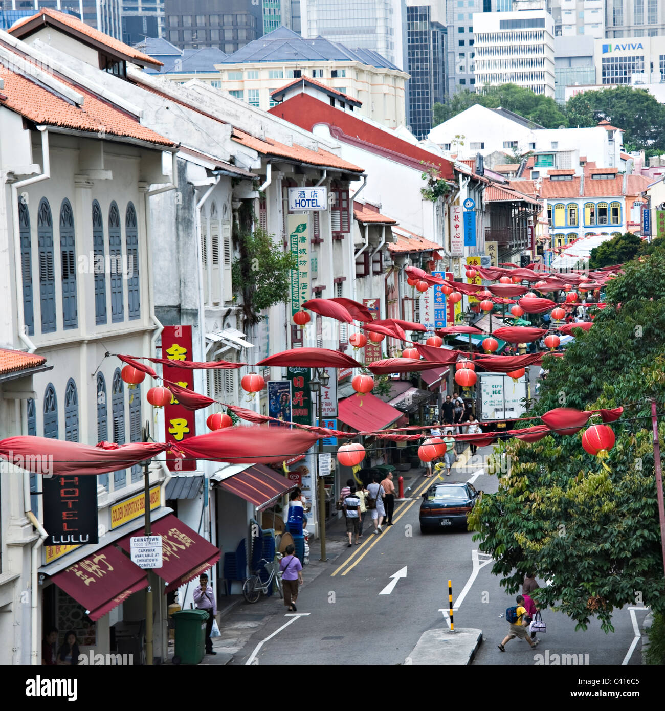 Colourful Street Decorations to Celebrate Chinese New Year in Chinatown Singapore Republic of Singapore Asia Stock Photo
