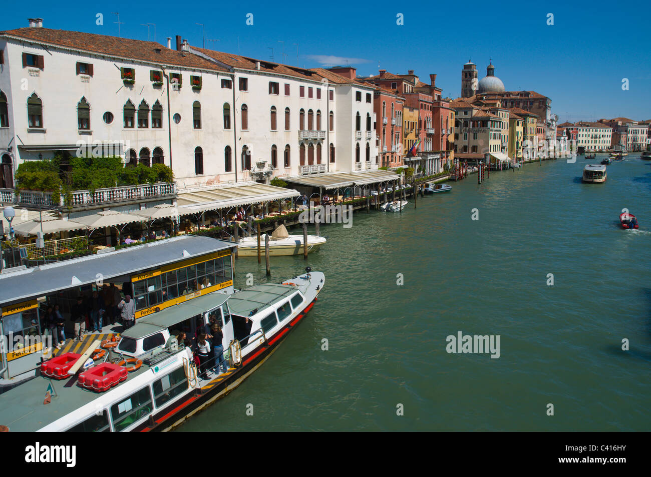 Ferrovia water bus stop at Scalzi bridge Venice Italy Europe Stock Photo