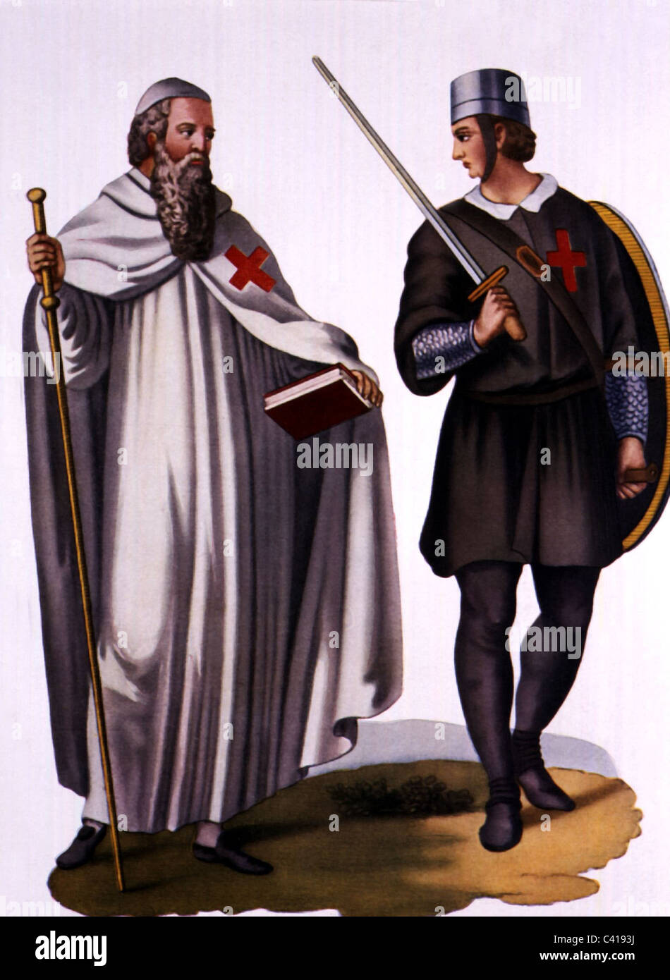 Middle Ages, crusades, knight's order, Order of the Knights Templar, (Pauperes commilitones Christi templique salomonis, founded circa 1119, Additional-Rights-Clearences-Not Available Stock Photo