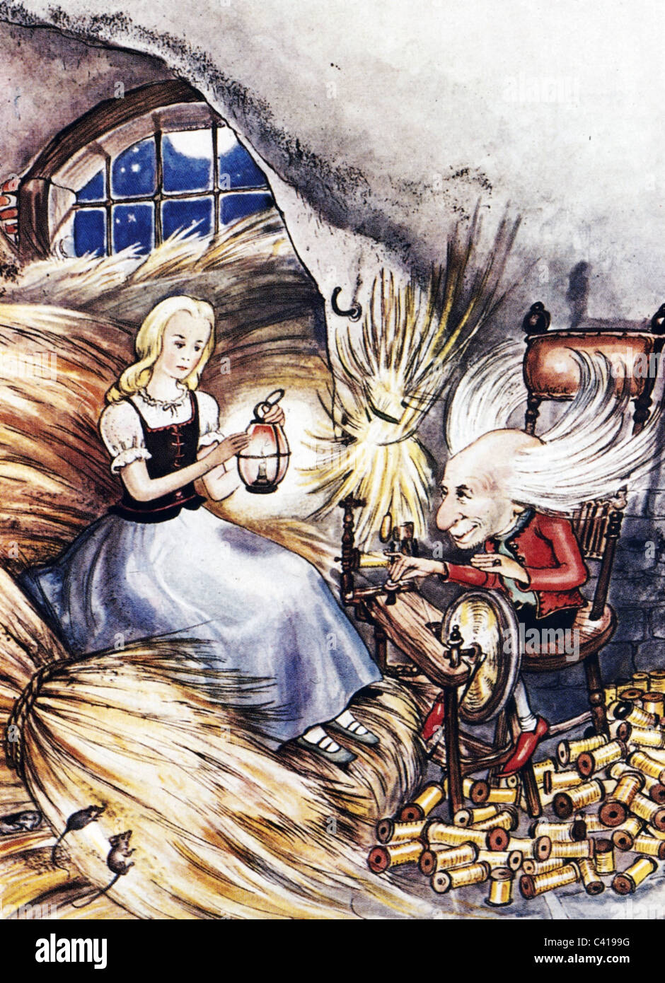 literature, fairy tale, Grimm's Fairy Tales, 'Rumpelstiltskin', drawing, Additional-Rights-Clearences-Not Available Stock Photo