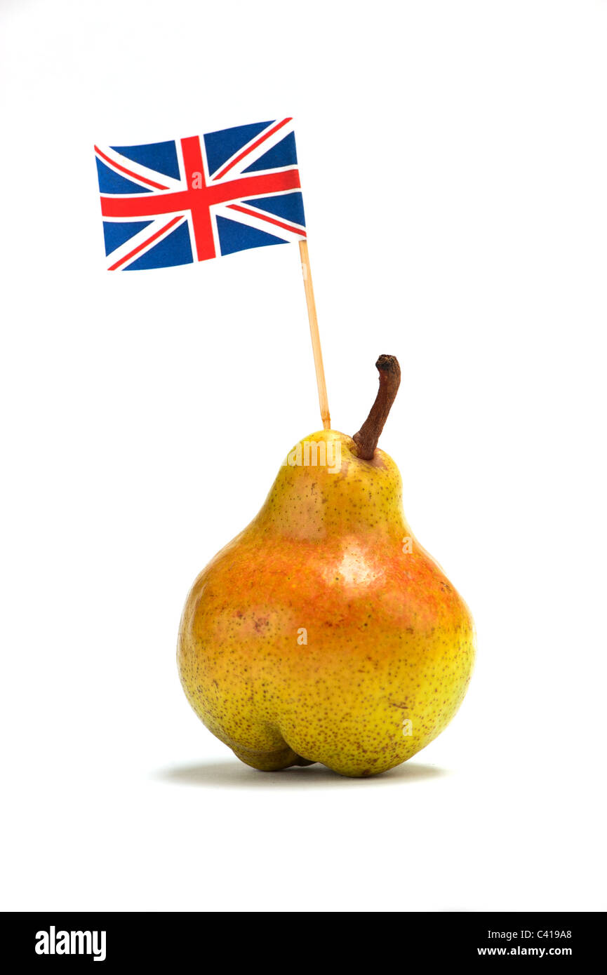 William pear with union jack flag Stock Photo