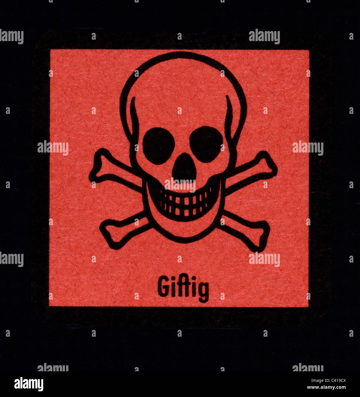 medicine, pharmacy, symbol, 'Giftig' (Toxic), orange / black, danger, dangers, clipping, cut out, cut-out, cut-outs, hazard symb Stock Photo