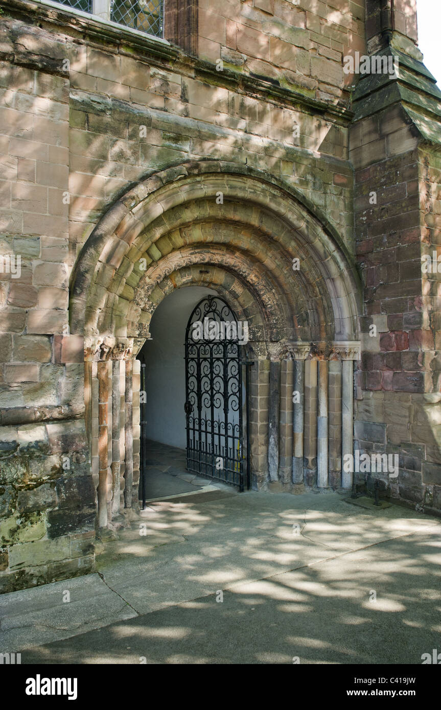 South door to Worcester Cathedral, entrance to the cloisters. Stock Photo