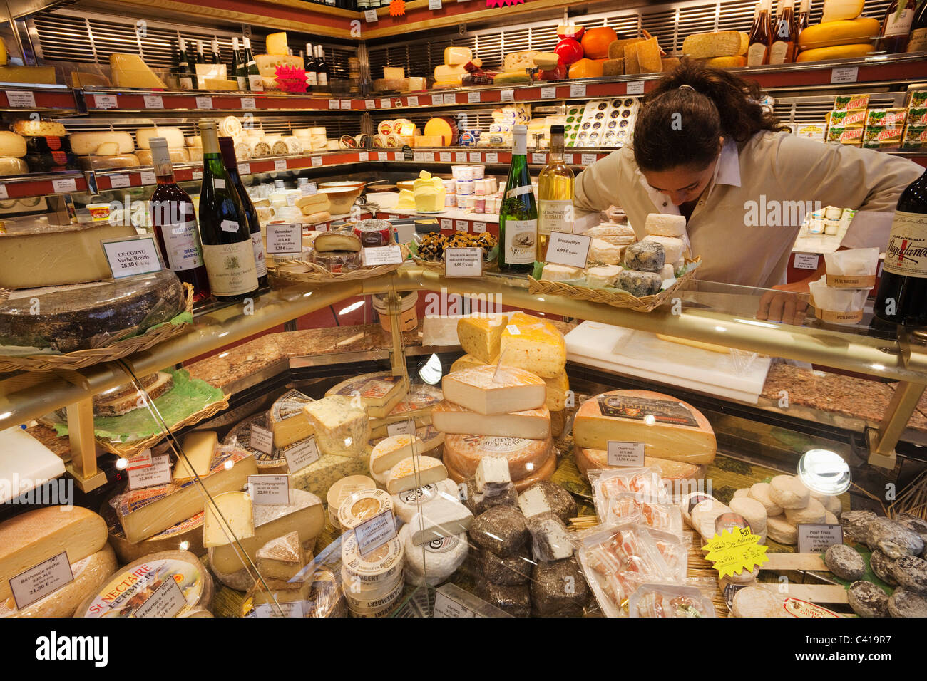 Europe, France, Paris, French Cheeses, Cheese, Cheeses, Tourism, Travel, Holiday, Vacation Stock Photo