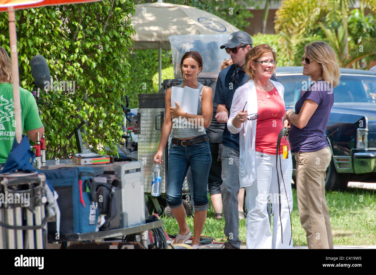 Gabrielle Anwar on set of Burn Notice in Miami on the 20th of May, 2011 Stock Photo